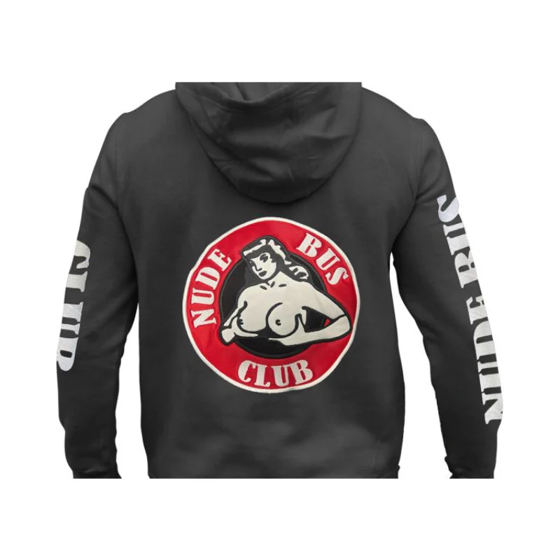 Hoodie-Vest met Geborduurd Logo Nude Bus Club – Zwart | S t/m 3XL - Image 2