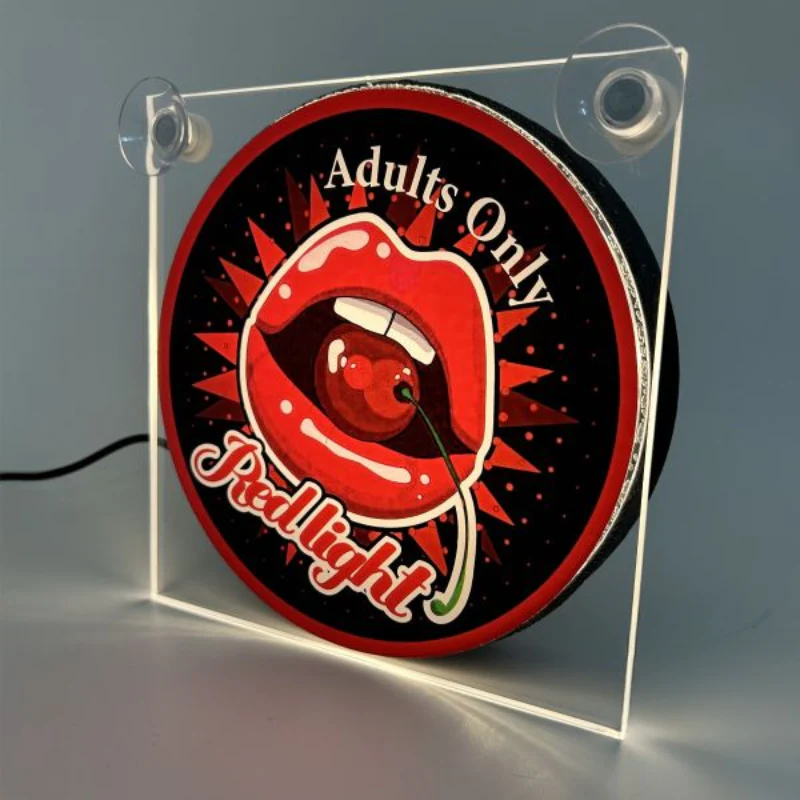 Lichtbakje de Luxe Red Light District – Red Lips | 5V USB & USB-C Cabineverlichting 17x17 cm - Image 2