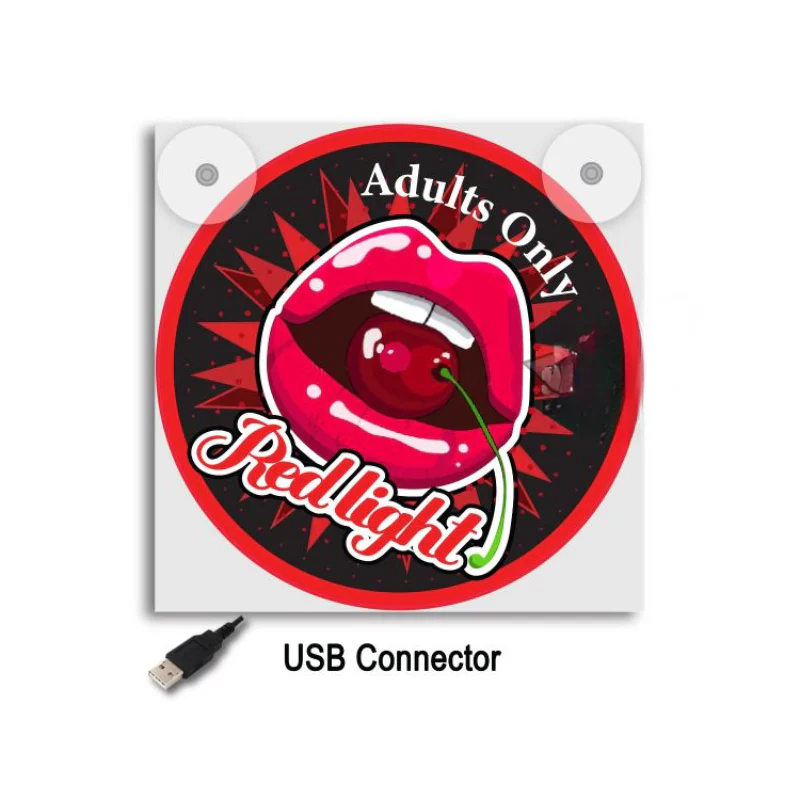 Lichtbakje de Luxe Red Light District – Red Lips | 5V USB & USB-C Cabineverlichting 17x17 cm - Image 3