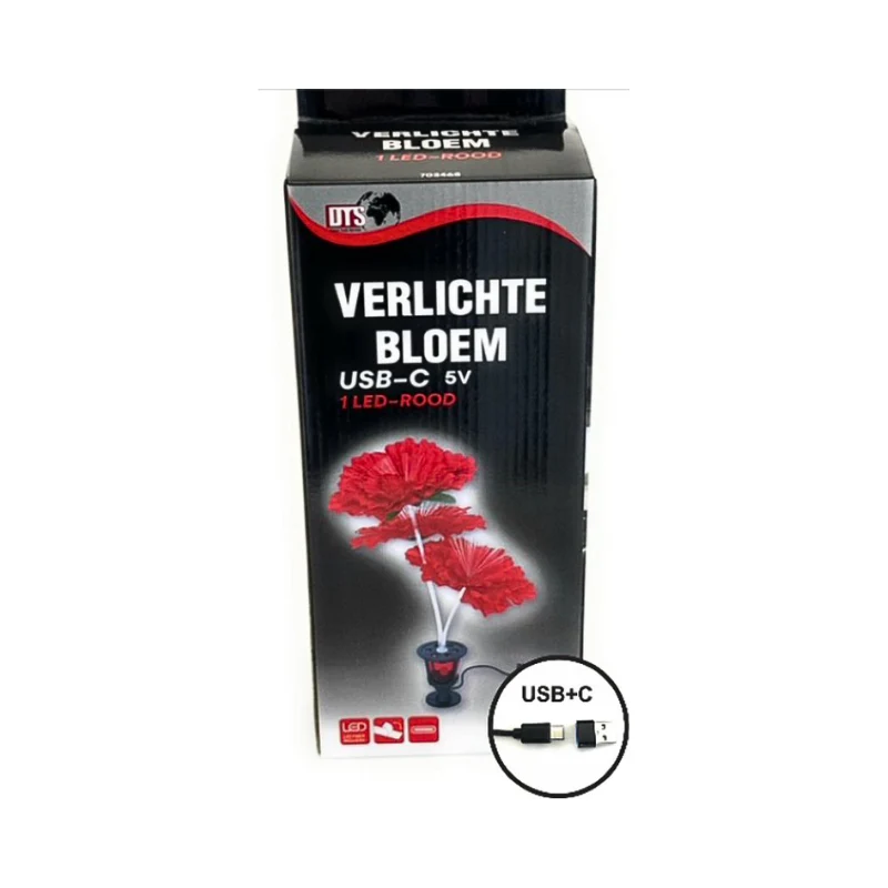 Verlichte Bloem Rood β USB & USB-C Cabineverlichting
