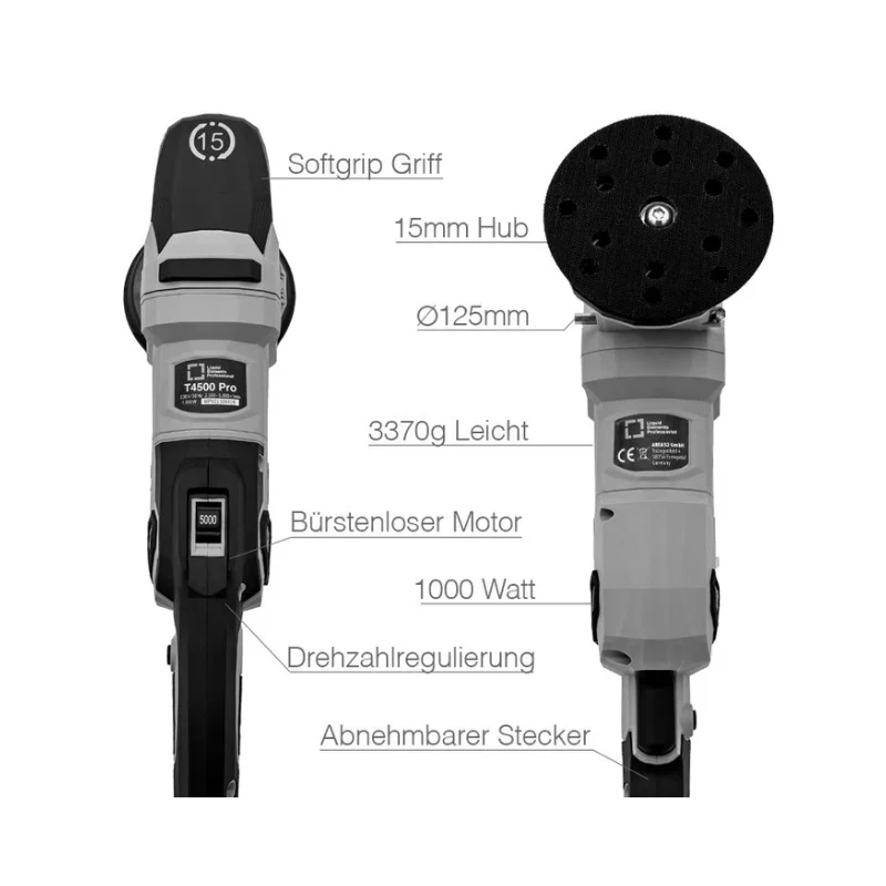 Liquid Elements T4500 Professional – Excentrische Polijstmachine 15mm Stroke 220V - Image 3