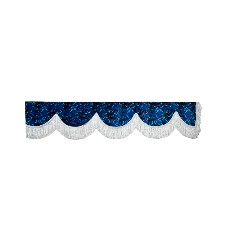 Raamband Deense Pluche Blauw met Witte Franjes – 12 cm - Image 2