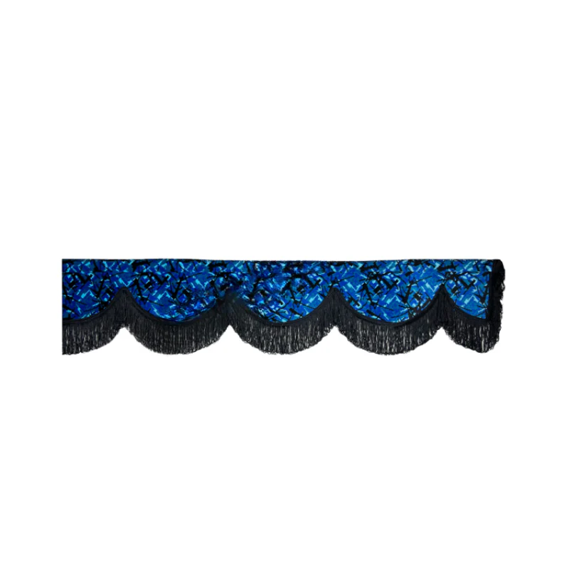 Raamband Deense Pluche Blauw met Zwarte Franjes β 12 cm - Image 2