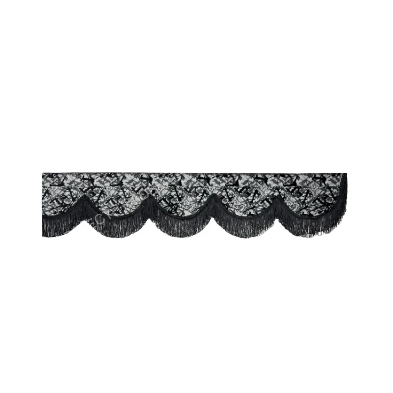 Raamband Deense Pluche Grijs met Zwarte Franjes – 12 cm - Image 2