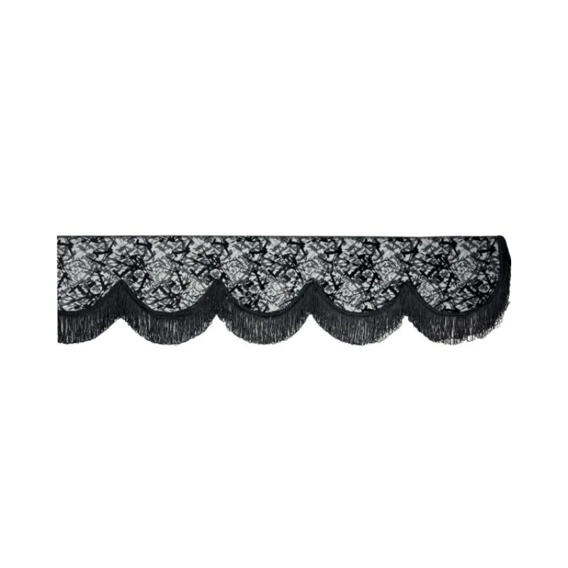 Raamband Deense Pluche Grijs met Zwarte Franjes – 18 cm