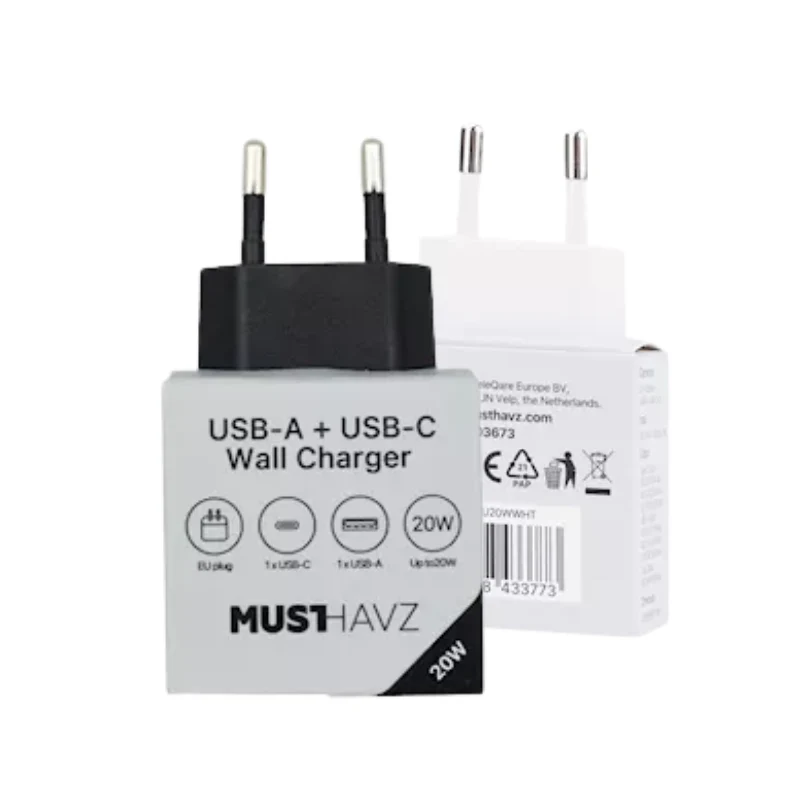 To Go 2 Port PD Charger USB-A + USB-C 20W – Zwart & Wit - Image 3