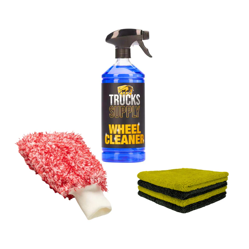 Velgenreiniger Set – Truckssupply Wheel Cleaner + Washandschoen + GL Elemental 380GSM (4-pack)