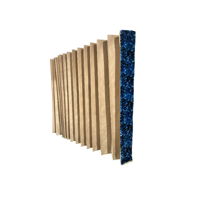 Vrachtwagen Zijgordijnenset Beige met Blauw Deens Pluche Rand - Image 2